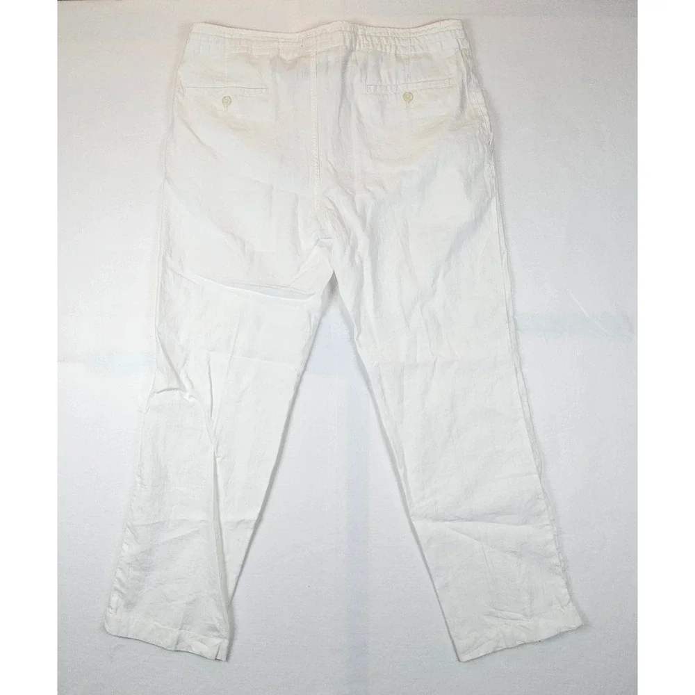 Jos. A. Bank Mens 36x30 White Linen Tailored Fit Drawstring Pants Summer Beach